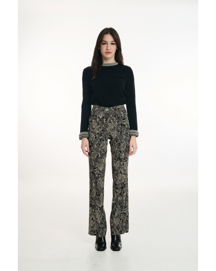 Παντελόνι καμπάνα με λαχούρια 55%RAYON FSC -44%VIS-1%EL 24-645-00