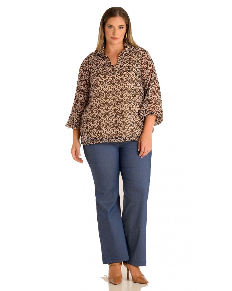 Μπλούζα μουσελίνα plus size 3109