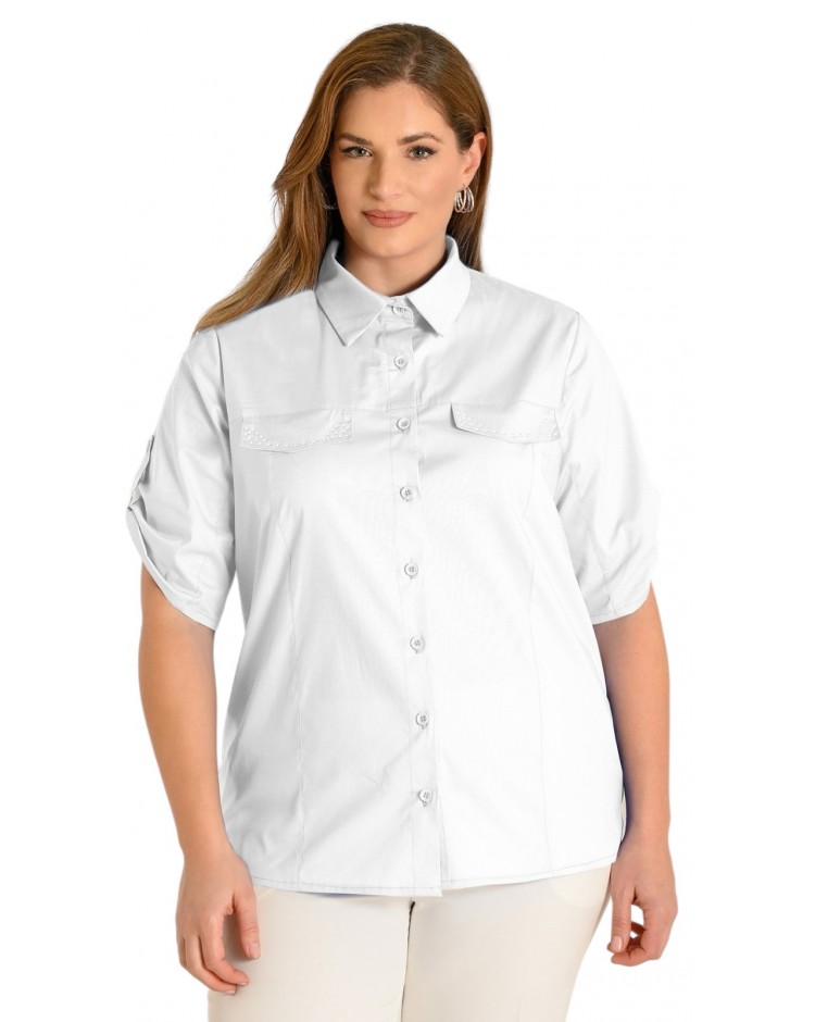 Πουκάμισο με στρας 97%cot-3%sp plus size 10743