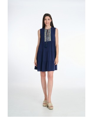 Φόρεμα με πατώματα με εμπριμέ φάσες 100%RAYON 25-191-00