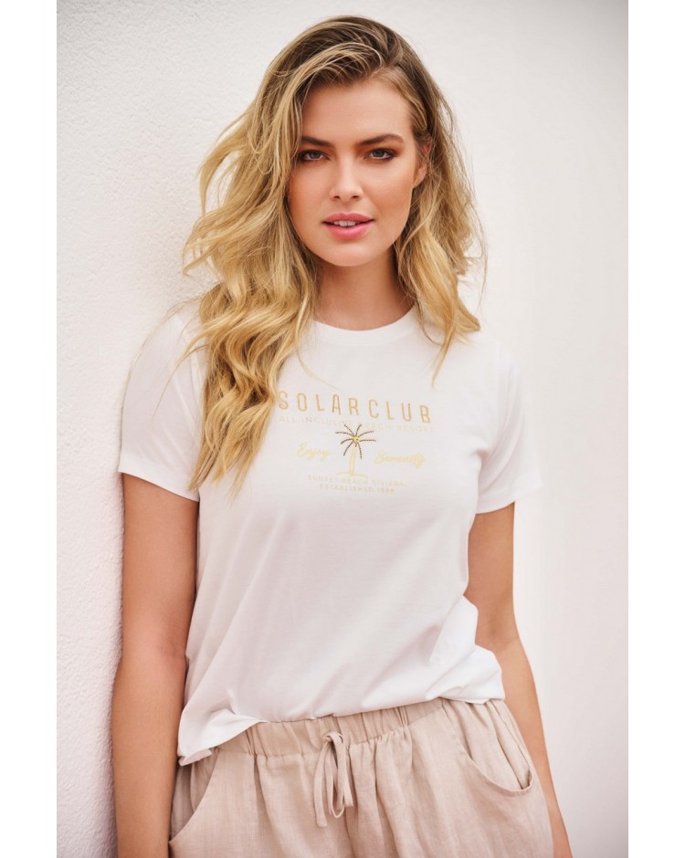 Μπλούζα με κέντημα και στάμπα 100%cotton HS25.05208 Μπλούζα με κέντημα και στάμπα 100%cotton HS25.05208