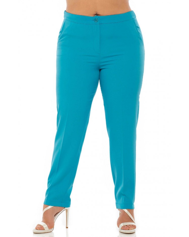 Παντελόνι σε pencil γραμμή plus size 8855 γαλάζιο