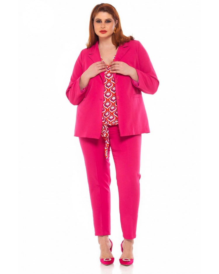 Παντελόνι σε pencil γραμμή plus size 8855 φούξια